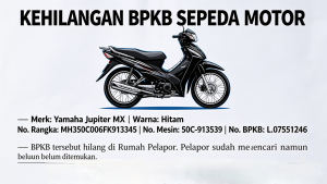 Berita Kehilangan BPKB Sepeda Motor
